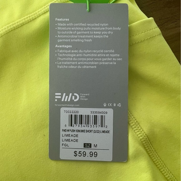 FWD Women’s Training 10” Bike Shorts - colour Limeade - size Medium - Picture 7 of 8